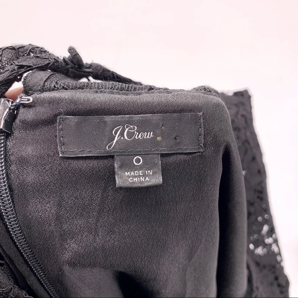 J.Crew Black Tiered Lace Long Sleeve Top Size 0 - Picture 8 of 8